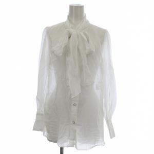 25SS シアー ボウタイ シャツ 202510-13-030-01 ブラウス 長袖 2 白 ホワイト