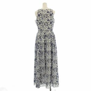 MARIHA PARIGOT別注 夏のレディのドレス ノースリーブ ワンピース ロング 花柄 38 白 ブルー /G
