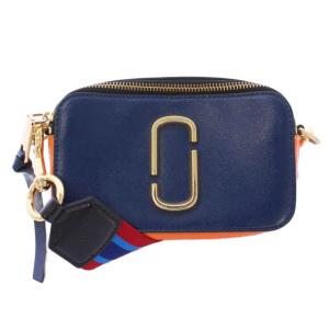 スナップショット ショルダーバッグ コンパクト ロゴ レザー 紺 ネイビー オレンジ 白 ホワイト M0012007