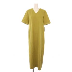 22SS Vネックコクーンシルエットカットソーワンピース 半袖 ロング 1 黄緑 09WCO222034