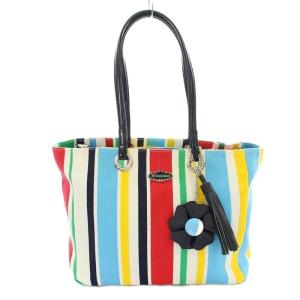 オーシャントラッセ トートバッグ ストライプ柄 チャーム マルチカラー /G
