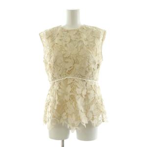 FRAY I.D タグ付き ラメフラワーレースブラウス セットアップ スカート シャツ ノースリーブ 1 ベージュ FWFB221072