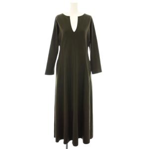 20AW 圧縮スムース フレアワンピース ロング キーネック 長袖 36 カーキ 20040938135040