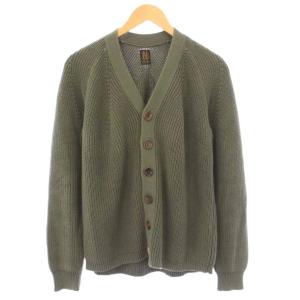 ニットカーディガン 長袖 Vネック リブ ストレッチ 1 カーキ /BB