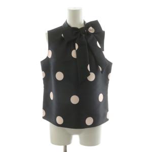 シャツ ブラウス ノースリーブ ドット リボン 2 ブラック ピンク NJMU5818 /NQ