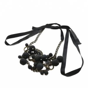 ネックレス チェーン リボン 黒 ブラック /AN21