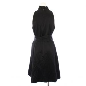 kate spade new york ワンピース ひざ丈 ノースリーブ フリル ウエストリボン 4 黒 /BM