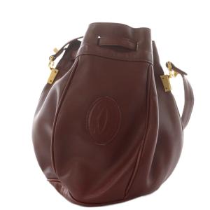 Cartier マストライン ショルダーバッグ 巾着 レザー ボルドー /AN１ OH