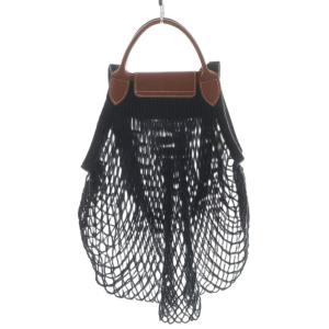 Longchamp ルプリアージュ フィレ ハンドバッグ ショルダーバッグ 2way メッシュ ネット レザー 黒 ブラック