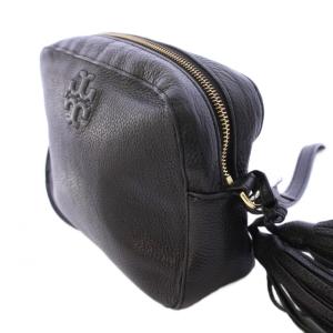TORY BURCH McGRAW マックグロー ショルダーバッグ ロゴ レザー タッセルチャーム 黒 ブラック /BB