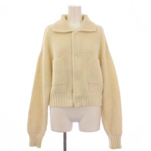 ハイブリッドコットンショートブルゾン ニットジャケット アウター ジップアップ S アイボリー 12-02-21-02104