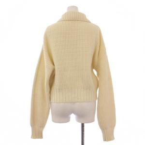 MACPHEE ハイブリッドコットンショートブルゾン ニットジャケット アウター ジップアップ S アイボリー 12-02-21-02104