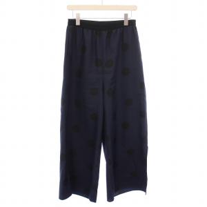 イージーパンツ スラックス ウエストゴム ドット柄 38 紺 ネイビー 黒 ブラック /BB