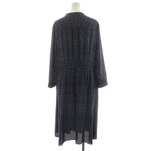 23区 ワンピース ロング丈 長袖 総柄 チェック柄 44 紺 ネイビー OPWWBS0113 /AN44