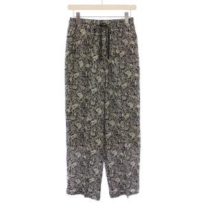 25SS DEVEAUX GOLDラメモノトーンイージーパンツ スラックス ウエストゴム 総柄 F 黒