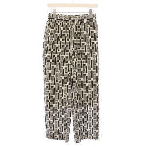 25SS DEVEAUX GOLDラメモノトーンイージーパンツ スラックス ウエストゴム 総柄 F アイボリー