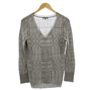 BURBERRY LONDON Vネック ニット B1N18-223-07 セーター 薄手 チェック柄 長袖 1 グレー /G