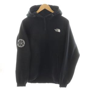 プルオーバー ヒム フリースパーカー ハーフジップ ロゴ 切替 S 黒 ブラック NA72031 /AN40