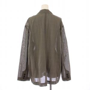 Spick&Span 25SS シアーオーガンジージャケット テーラード アウター ダブル グレンチェック柄 F グレー 25010200104020