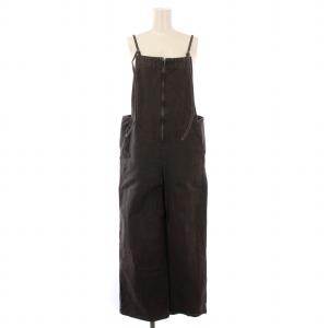 サロペット オーバーオール デニム ストレート ジップアップ 36 チャコールグレー /BB