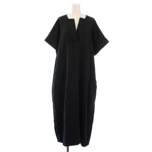 BRIGHT KERSEY ブライトカージーワンピース フレア ミモレ ロング 半袖 スキッパー 無地