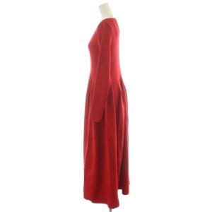 VERMEIL par iena 24SS フォルムニットフレアワンピース ロング丈 長袖 リブ F 赤 レッド 24080938505010