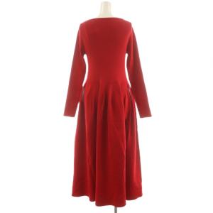 VERMEIL par iena 24SS フォルムニットフレアワンピース ロング丈 長袖 リブ F 赤 レッド 24080938505010