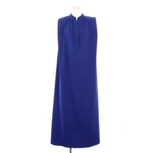 25SS タイプライターマキシワンピース ロング ノースリーブ スキッパーネック F 青 25040370080020