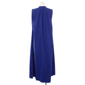 JOURNAL STANDARD L'ESSAGE 25SS タイプライターマキシワンピース ロング ノースリーブ スキッパーネック F 青 25040370080020