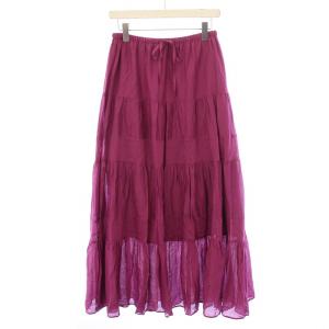 25SS Co/Si コットンシルクラインティアードスカート フレア イージー マキシ ロング ウエストゴム