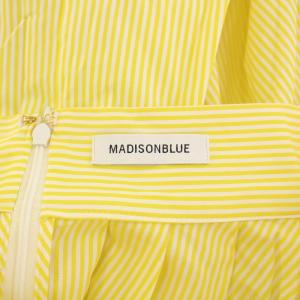 MADISONBLUE フレアスカート タック ミモレ ロング ストライプ柄 S 黄色 イエロー 白 ホワイト /BB
