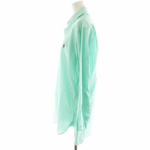 POLO RALPH LAUREN CLASSICFIT シャツ ブラウス 長袖 ストライプ柄 ロゴ コットン 緑 グリーン 白 ホワイト