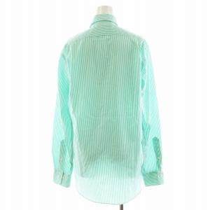 POLO RALPH LAUREN CLASSICFIT シャツ ブラウス 長袖 ストライプ柄 ロゴ コットン 緑 グリーン 白 ホワイト