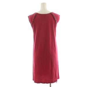 HYSTERIC GLAMOUR カットソー ノースリーブ プリント ロゴ 編み込み F ピンク 黒 ブラック 0131C004 /AN38