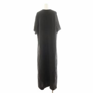 AP STUDIO 24SS Newリネンミックスフレアワンピース ロング丈 半袖 麻 38 黒 ブラック 24040586207010