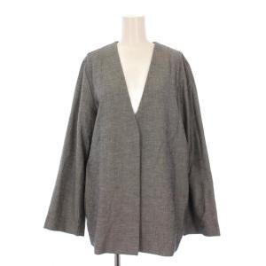 24SS リネン混ノーカラージャケット ヘリンボーン柄 38 グレー 24010900971020 /BM