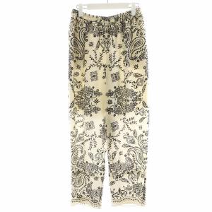 イージーパンツ ペイズリー柄 総柄 F アイボリー 黒 ブラック /AN27