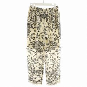 manipuri イージーパンツ ペイズリー柄 総柄 F アイボリー 黒 ブラック /AN27