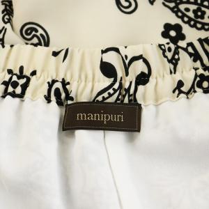 manipuri イージーパンツ ペイズリー柄 総柄 F アイボリー 黒 ブラック /AN27