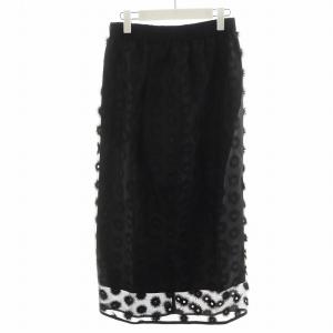 24SS シアージャガード刺繍スカート タイトスカート ロング丈 38 黒 ブラック 24060900967010