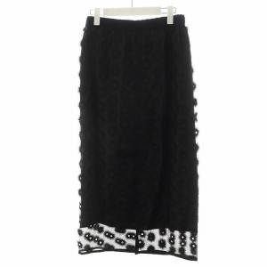 IENA 24SS シアージャガード刺繍スカート タイトスカート ロング丈 38 黒 ブラック 24060900967010