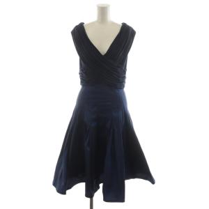 ワンピース ひざ丈 ノースリーブ 切替 2 紺 ネイビー CQ1952M /AN57