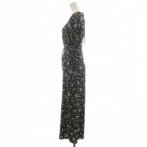 SNIDEL 22SS バリエプリントコルセットワンピース ロング丈 半袖 花柄 リボン 0 黒 ブラック SWFO222004