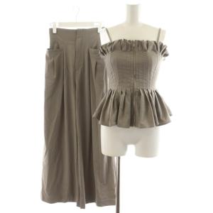 24AW セットアップ タックペプラムベアTOPS タックストレートパンツ ワイドパンツ F 0 グレージュ
