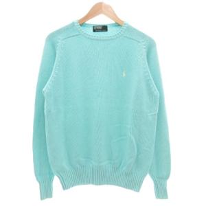コットンニット セーター 長袖 プルオーバー ポニー刺繍 M ミントグリーン /GV