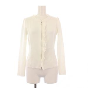 カーディガン ニット 長袖 フリル ダブルジップ 34 白 6712080 /KH