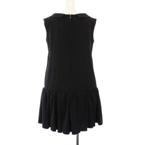 FOXEY NEW YORK ノースリーブワンピース ミニ ギャザー 42 黒 28967 /KH