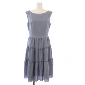 basic ノースリーブワンピース ひざ丈 ティアード 34 ブルー 5936050 /KH