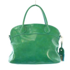 Longchamp ハンドバッグ レザー ロゴチャーム 緑 グリーン /BB