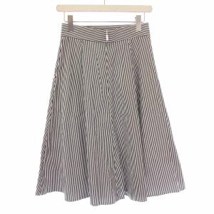 René フレアスカート ミモレ ロング レース 刺繍 花柄 ストライプ柄 34 黒 ブラック 白 ホワイト /BB